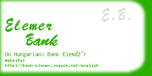 elemer bank business card